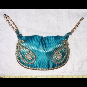 Beautiful Turquoise Evening Bag, made in India.